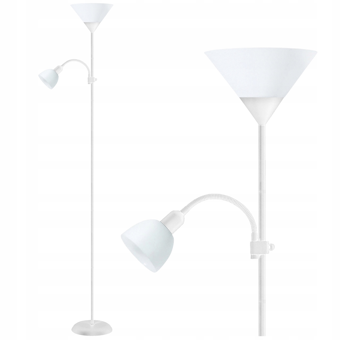 

Lampa podłogowa stojąca +do czytania 2w1 E27+E14