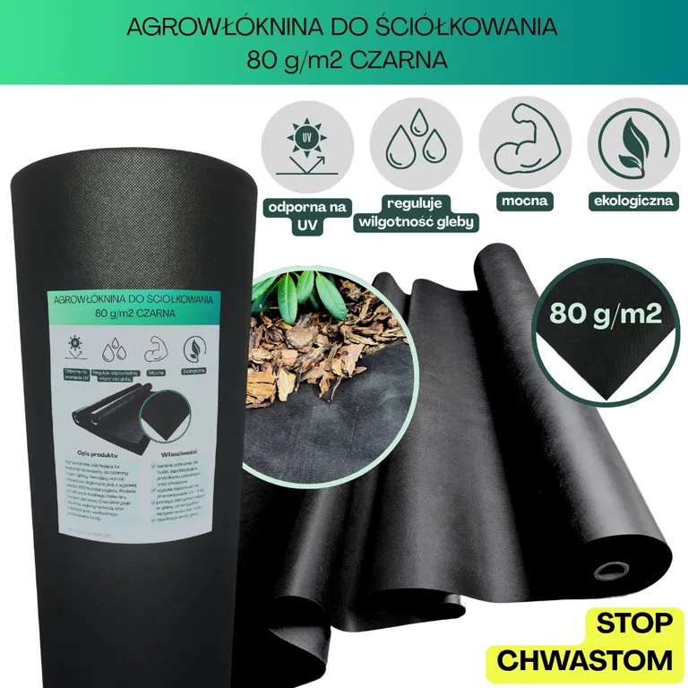 Agrowłóknina czarna na chwasty 2% Uv 80g/m2 0,8x100 m Wigo-Garden
