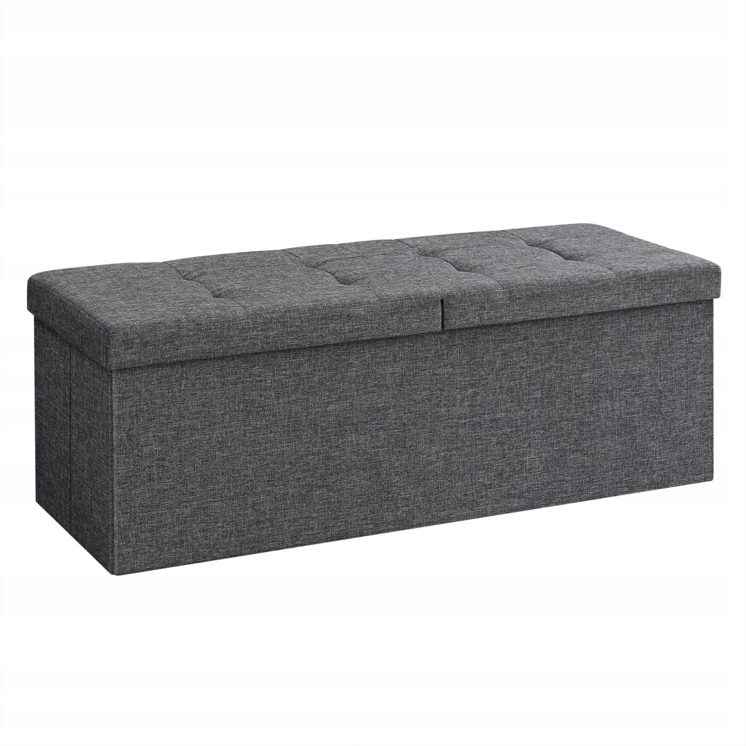 Taburet s odklápacím vekom Ottoman 110x38 cm, tmavo šedý