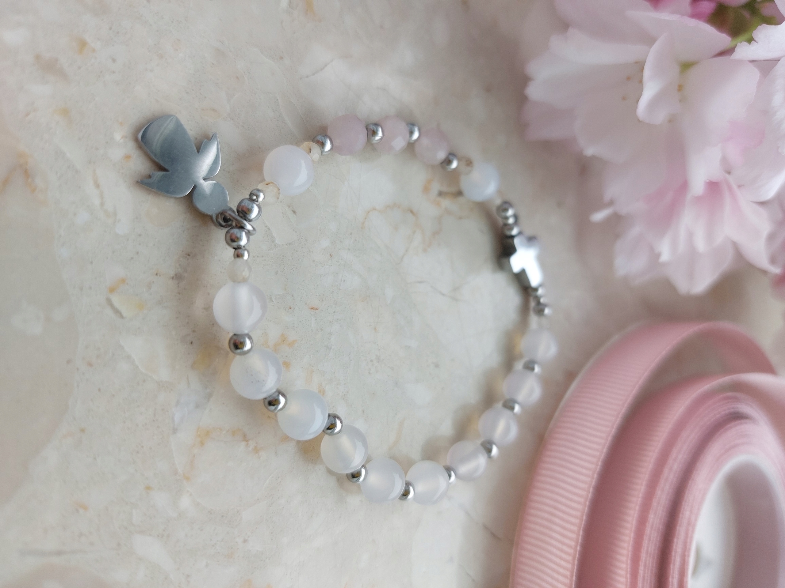 Bransoletka RÓŻANIEC - pamiątka Komunii DEDYKACJA