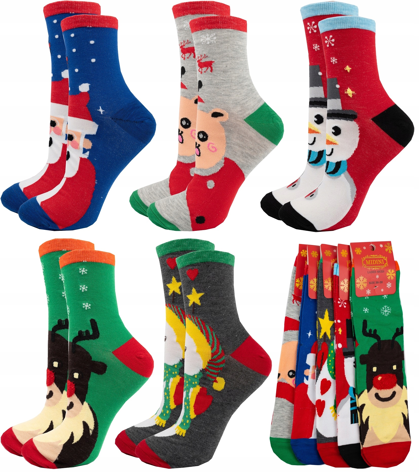 10 Par Skarpety ŚWIĄTECZNE MIKOŁAJ RENIFER święta Kod producenta 882009