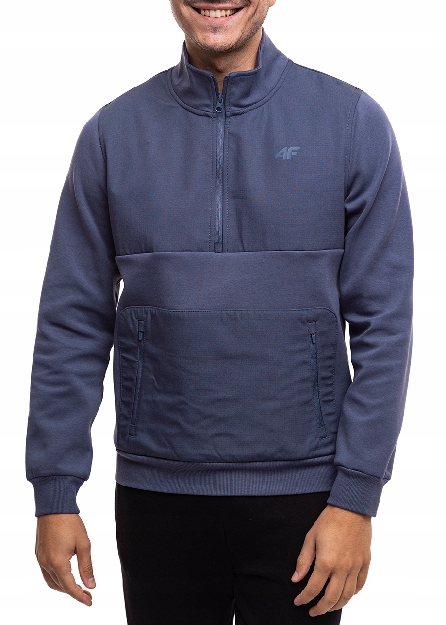 Pánská Mikina 4F Dresová bez kapuce Klokanka se stojáčkem Lehká Pohodlná vel XL