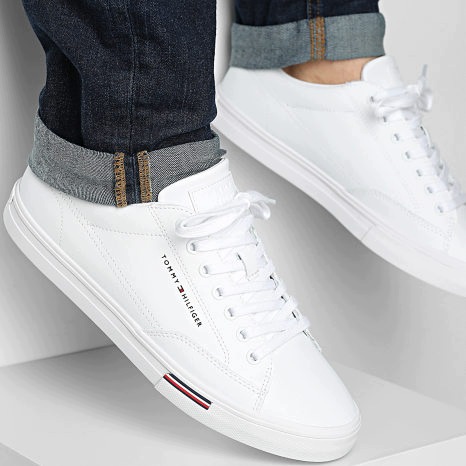 Boty Tommy Hilfiger Vulc Core Rwb Tenisky Kůže Bílá Klasika 44