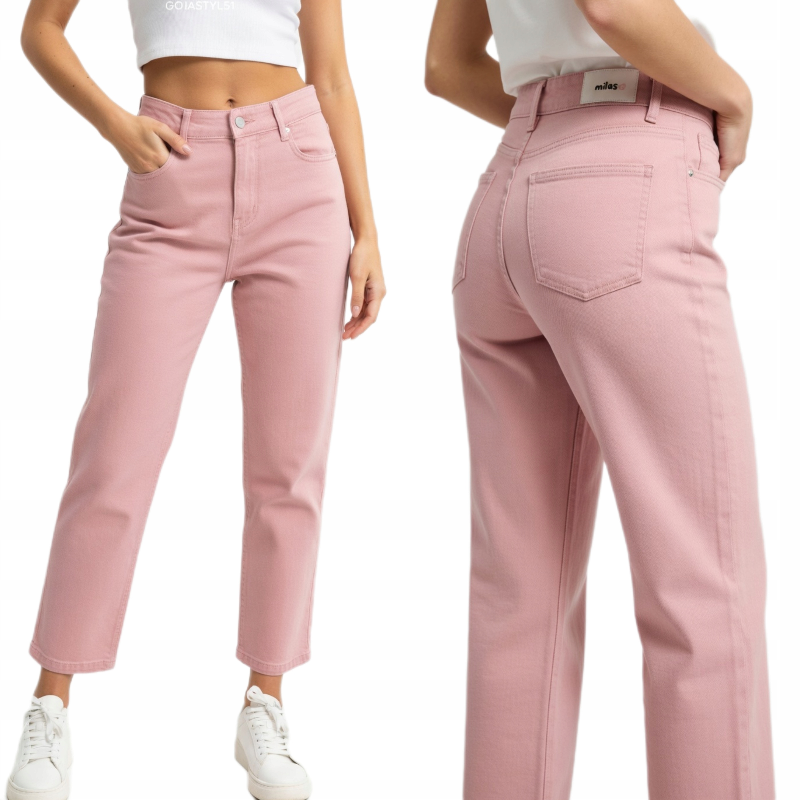 Dámské kalhoty Růžové Modelovací džíny Klasické