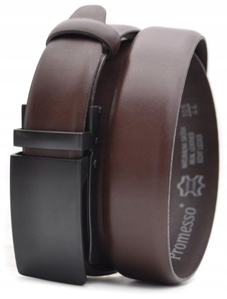 

Polski Pasek ciemny brąz Męski Skóra Nat automat