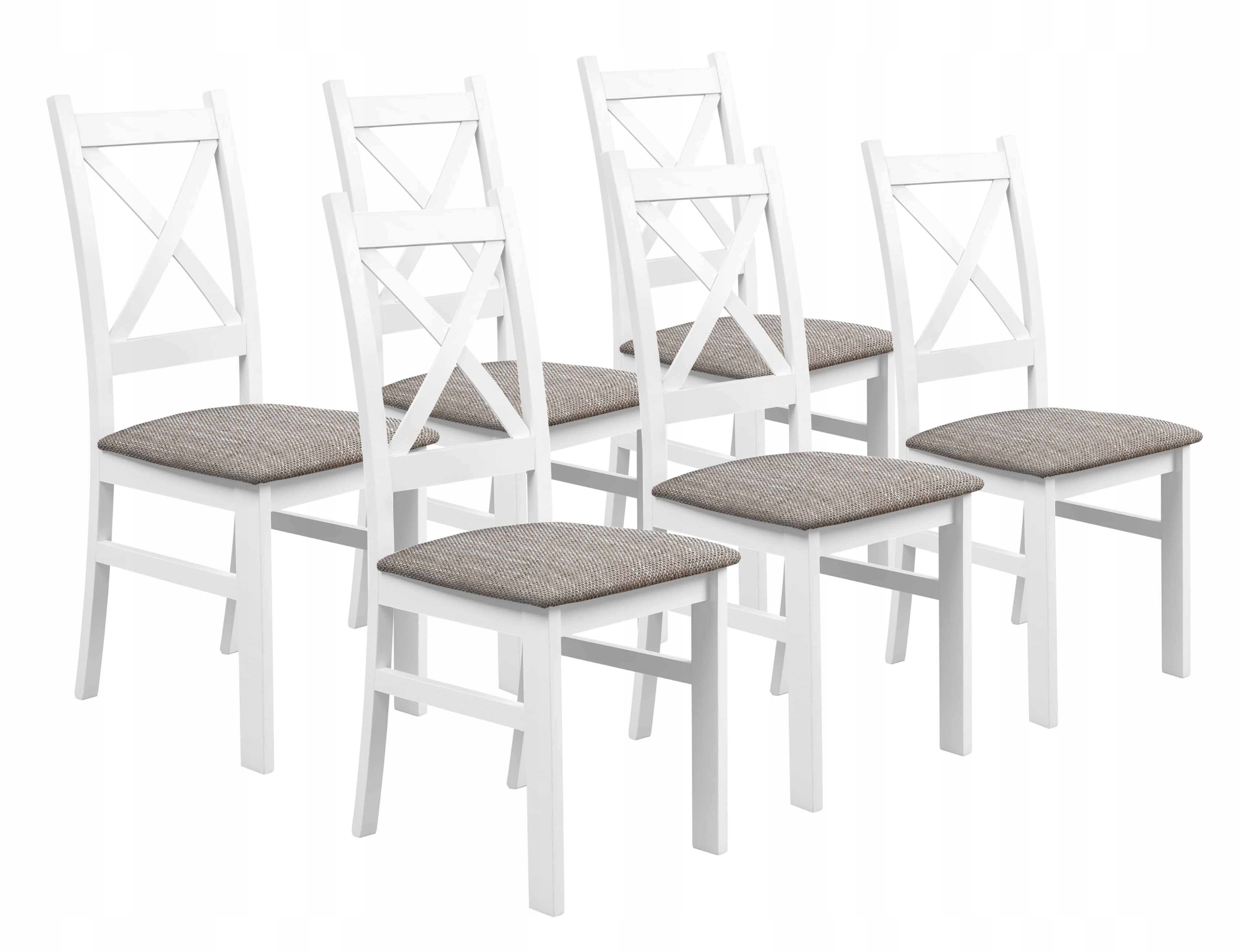 Sada 6 x Čalouněné křeslo do obývacího pokoje Kuchyň Krz Bílá/Hnědá barva