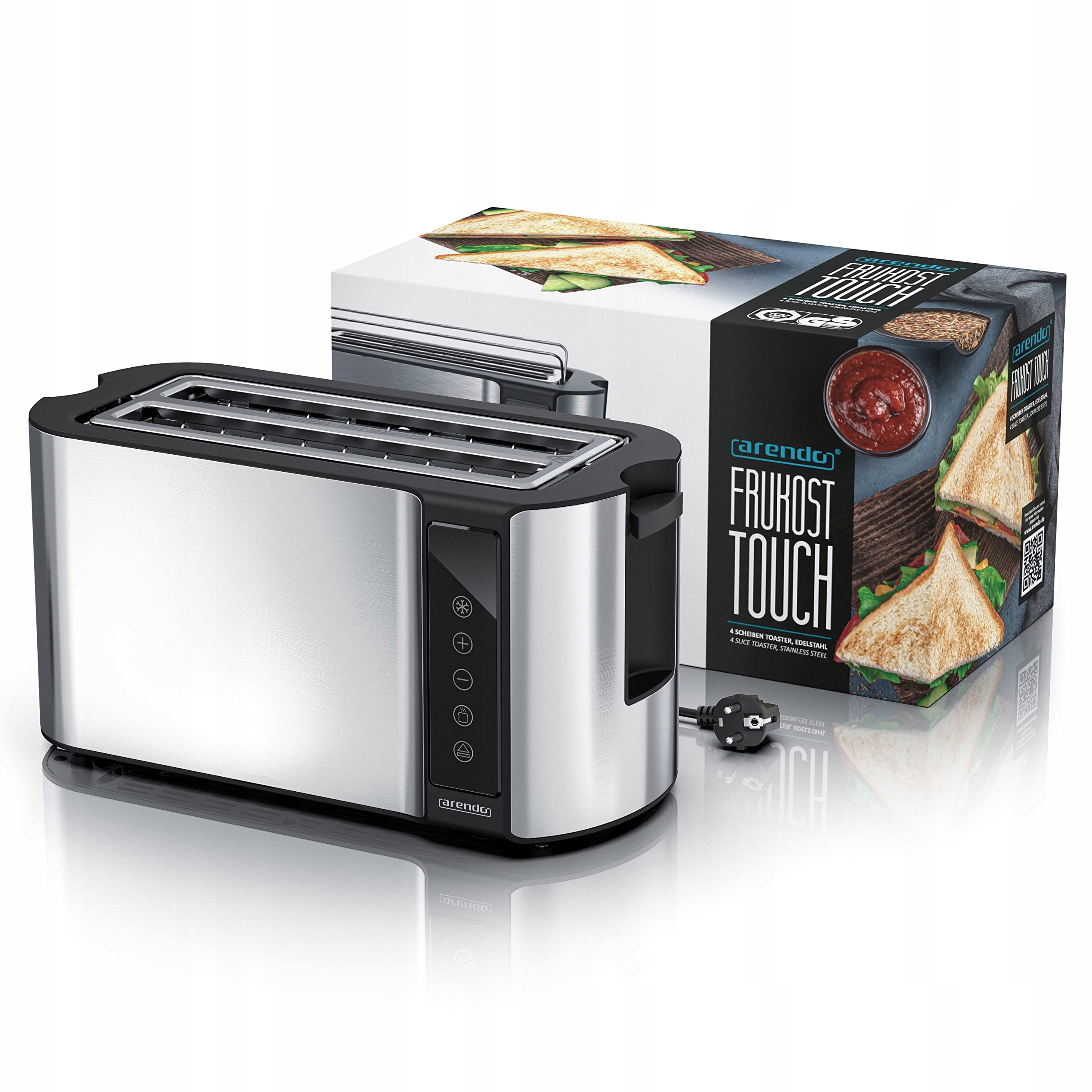 ARENDO Toster Stalowy 4 Kromki, Ekran Dotykowy, 1500W, 7 Stopni — miniatura 6