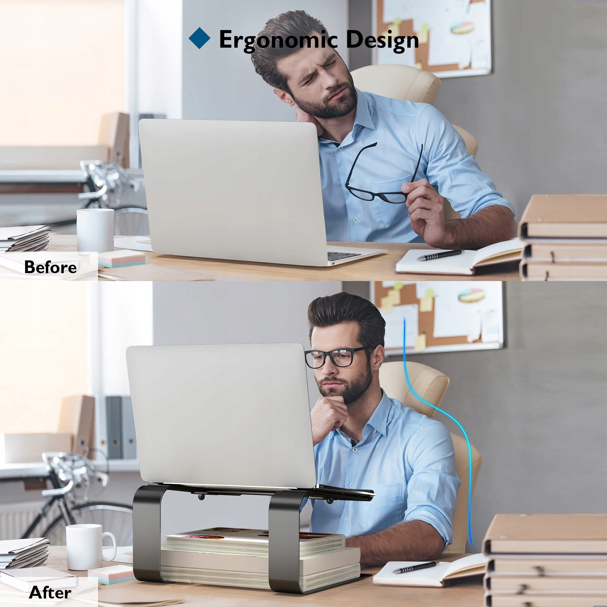 BONTEC Ergonomiczna Podstawka Pod Laptopa 10-17.3 Cali Czarna — miniatura 2