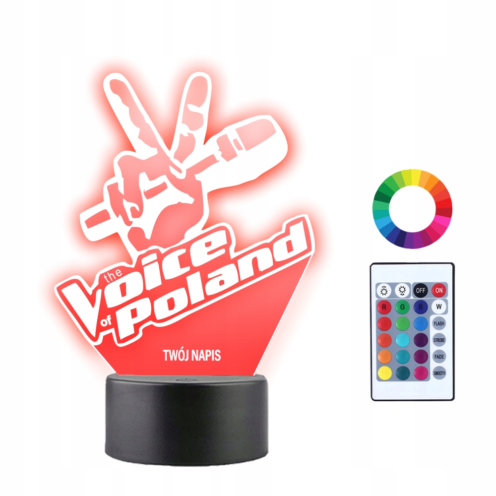 

Lampka Nocna 3DLED The Voice od Poland Grawer Imię