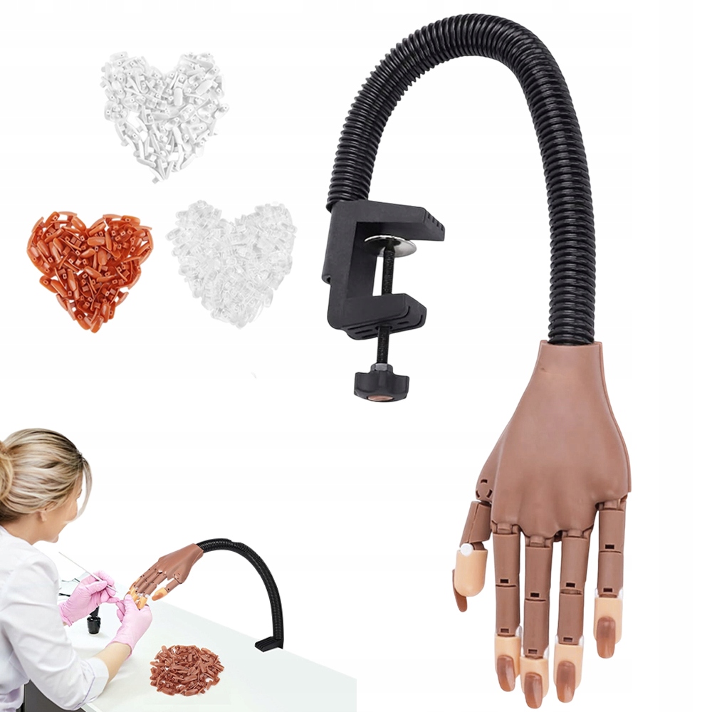 Model Dlaně Pro Úpravu Nehtů 300 Nástavců Klip Abs Hnědý