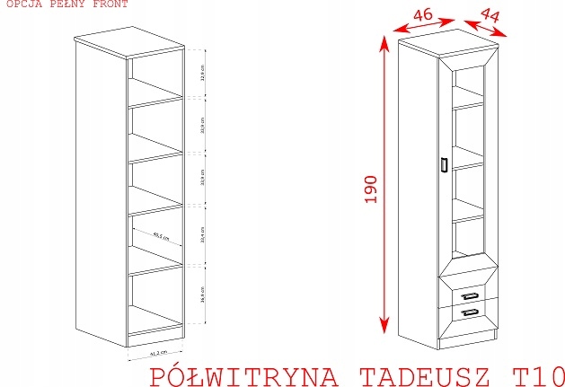 Witryna jednodrzwiowa TADEUSZ T10- DĄB STULETNI Kod producenta AMBT10LEF