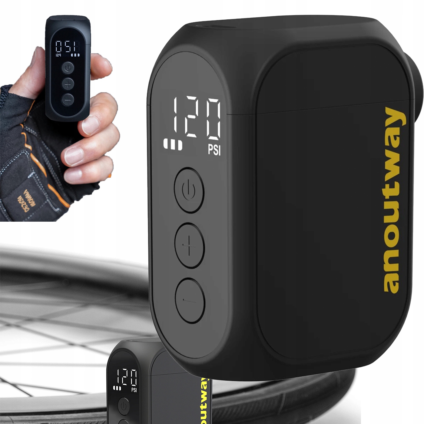 Mini elektrická pumpa na kolo Bezdrátová 120PSI knoflíková LCD