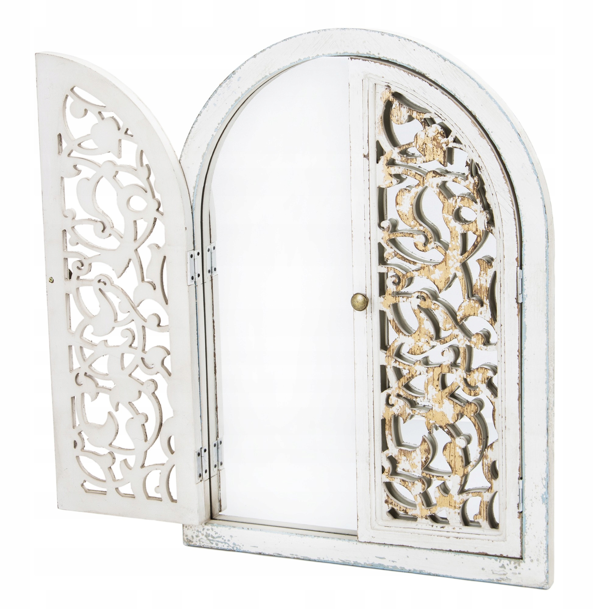 Nástenné zrkadlo, štýlová okenica, retro oblúkové okno 135905 provensálske