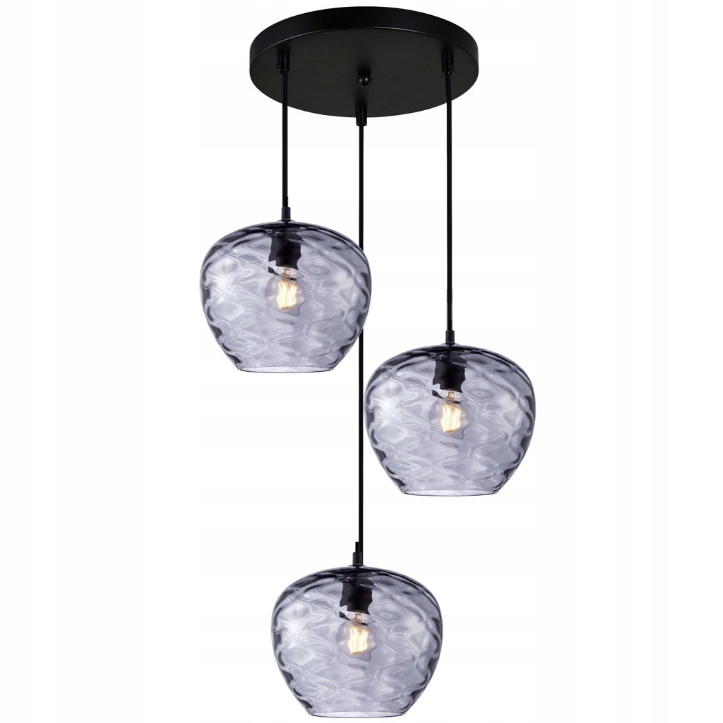 Lampa sufitowa wisząca 3-punktowa szara do salonu jadalni kuchni Bresco