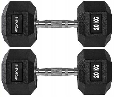 Hms Hexagonální gumové činky pro silové cvičení Fitness 2x20 kg