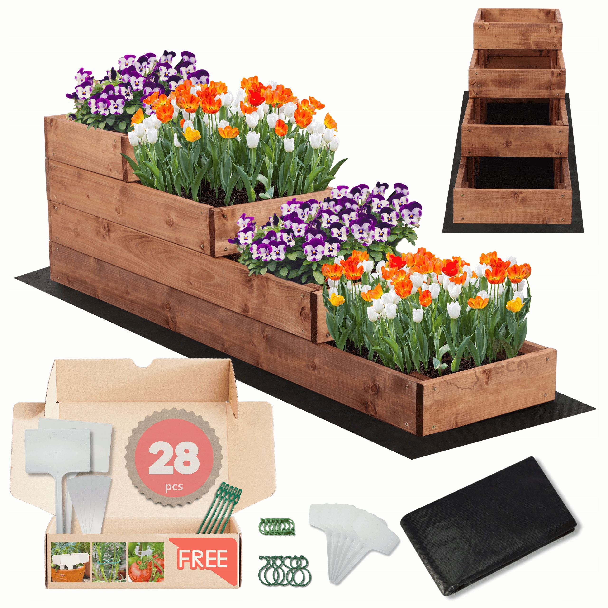 Zeleninový Záhon dřevěná truhla květináč kaskádový záhon impregnace 36x30x120