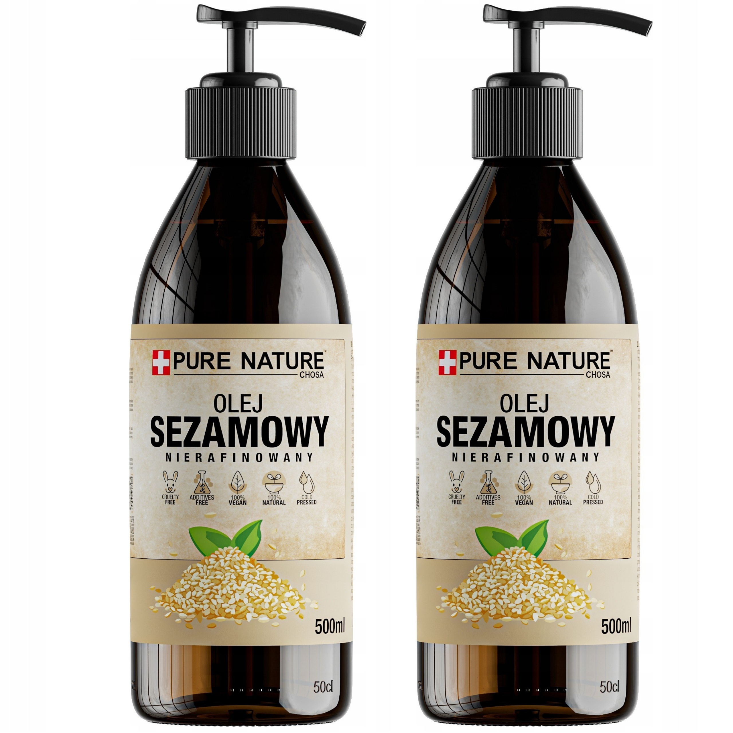 Olej Sezamowy Tłoczony Na Zimno Nierafinowany Naturalny Z Pompką 2xl