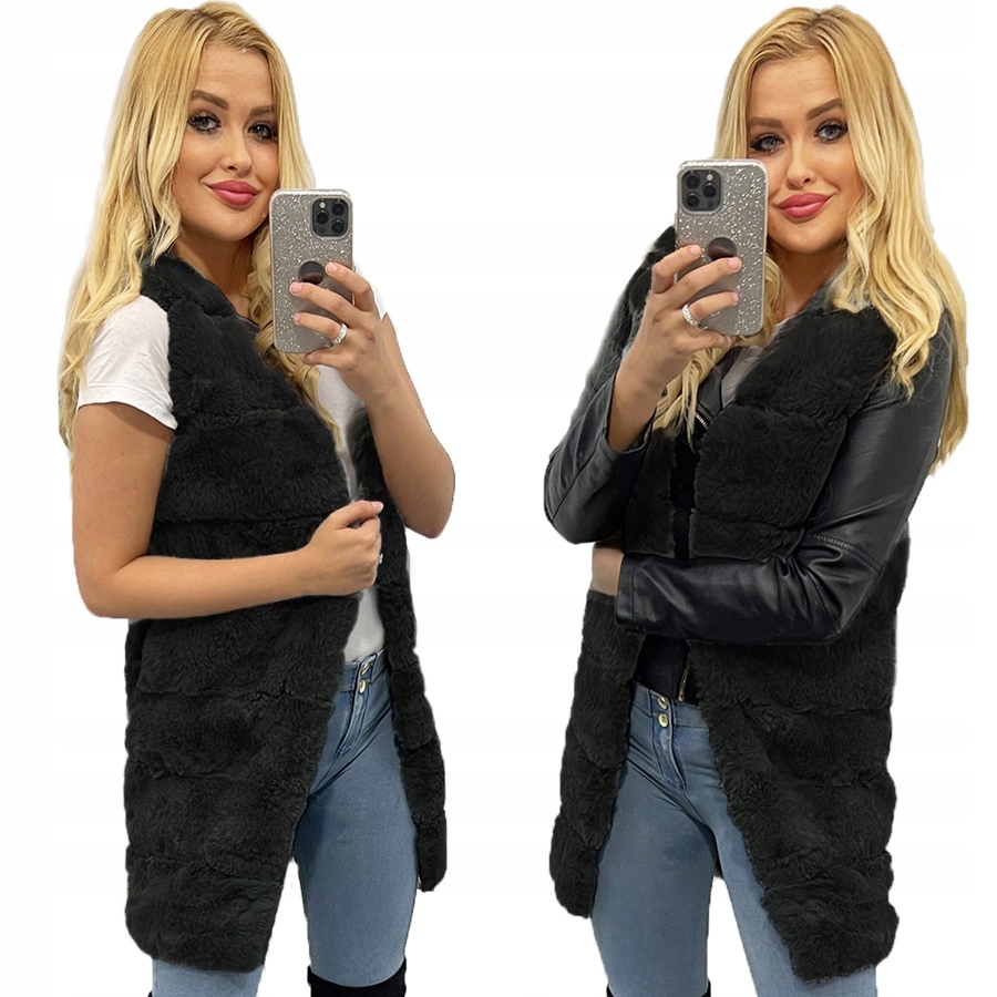 MIĘCIUTKA KAMIZELKA FUTRZANA długa zapinana