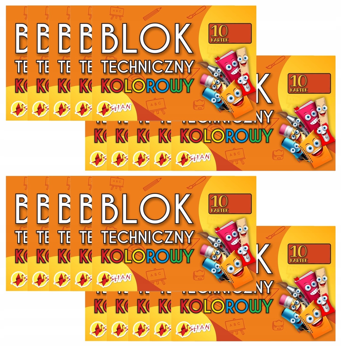 

Blok techniczny kolorowy A4 zestaw 20 szt