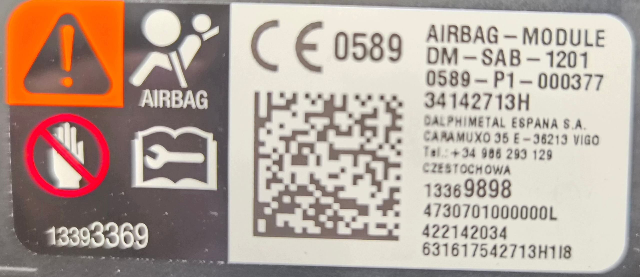 Airbag links SITZ OPEL ASTRA K 13369898
