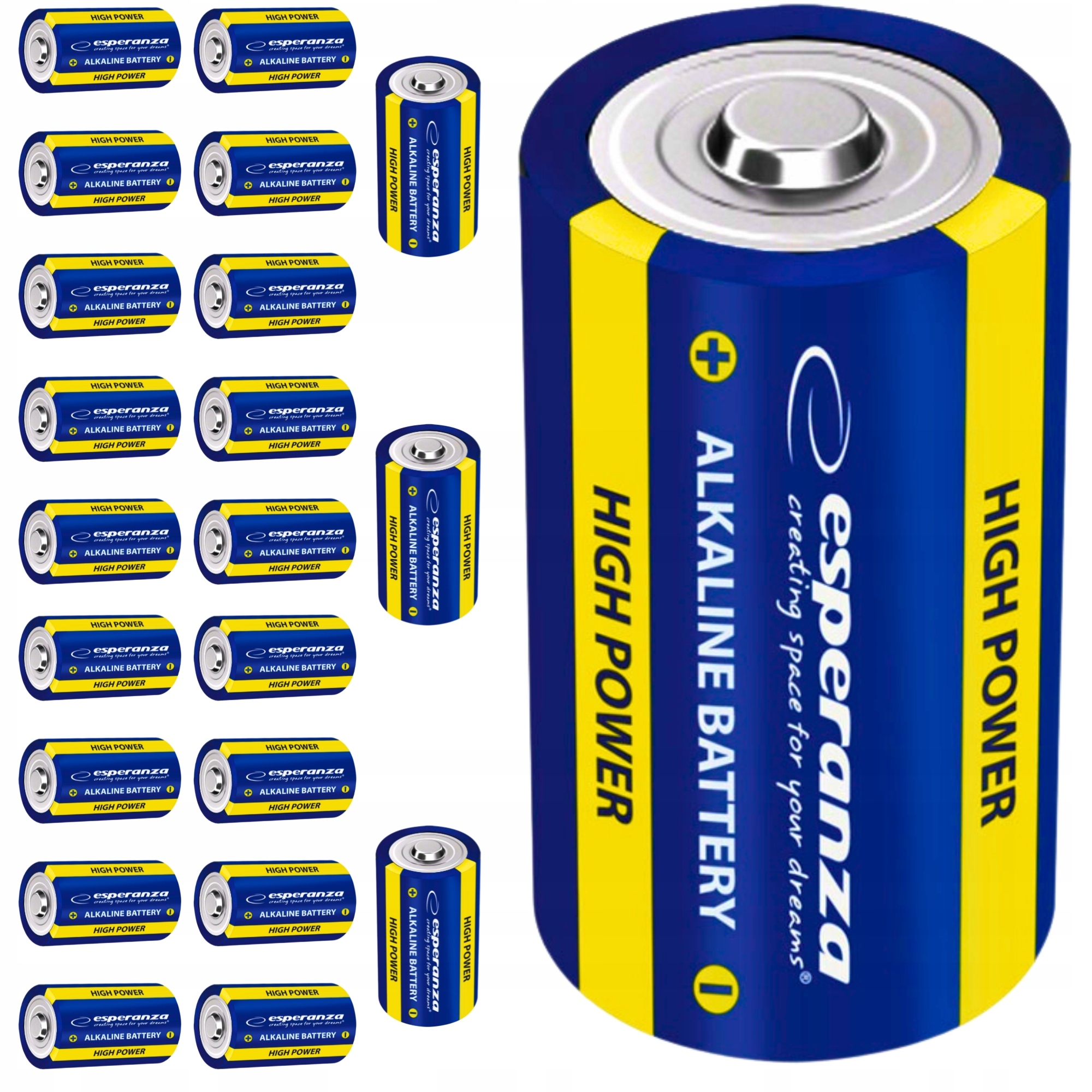 22 X Sada Alkalických Baterií Baterie LR20 R20 Alkalické Velké Tužkové Baterie