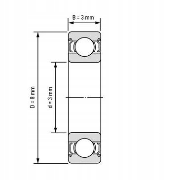 Łożysko MR 83 ZZ / 3x8x3 mm Stan opakowania oryginalne