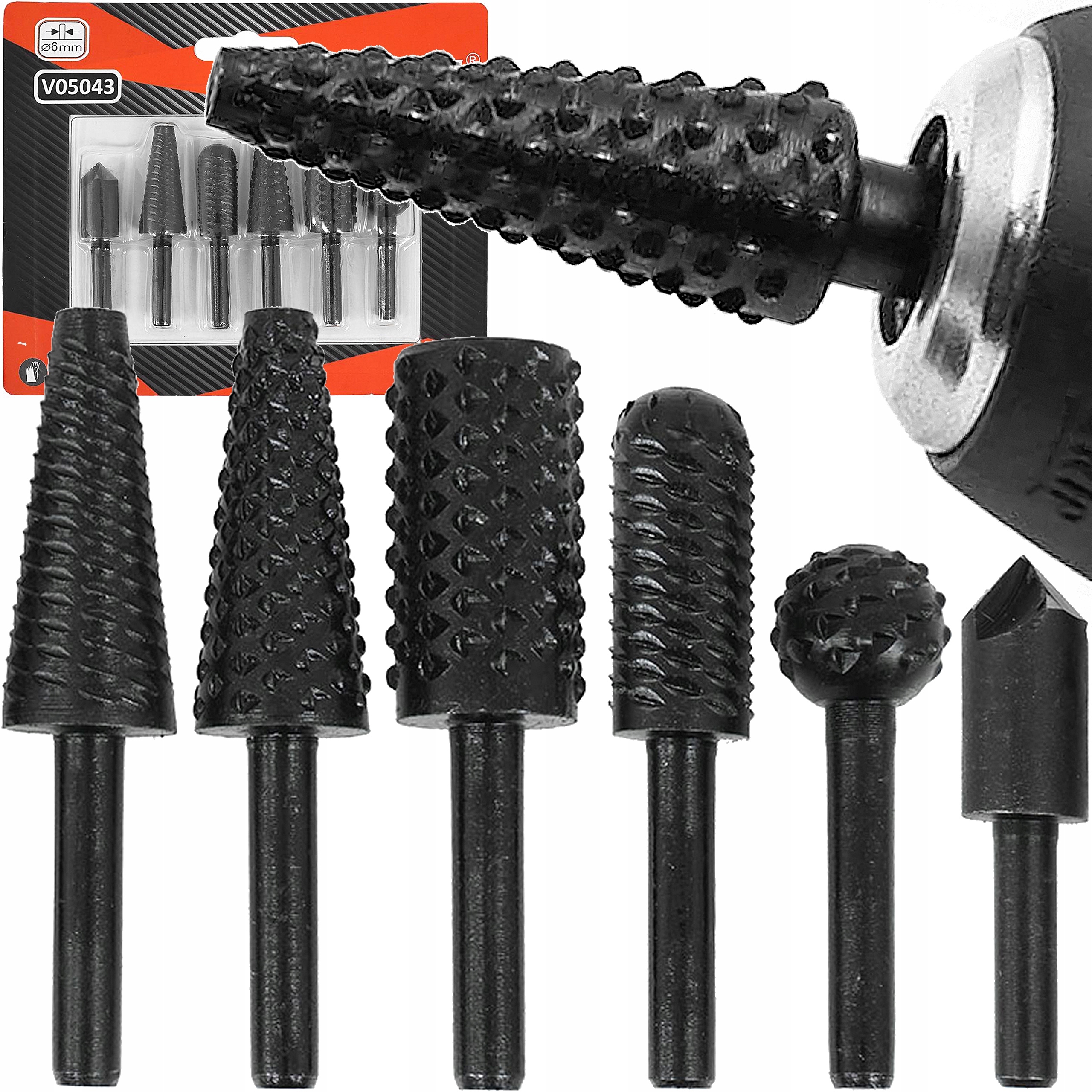 FREZY TARNIK DREWNA METALU FREZ TRZPIENIOWY 6mm ZESTAW 6szt