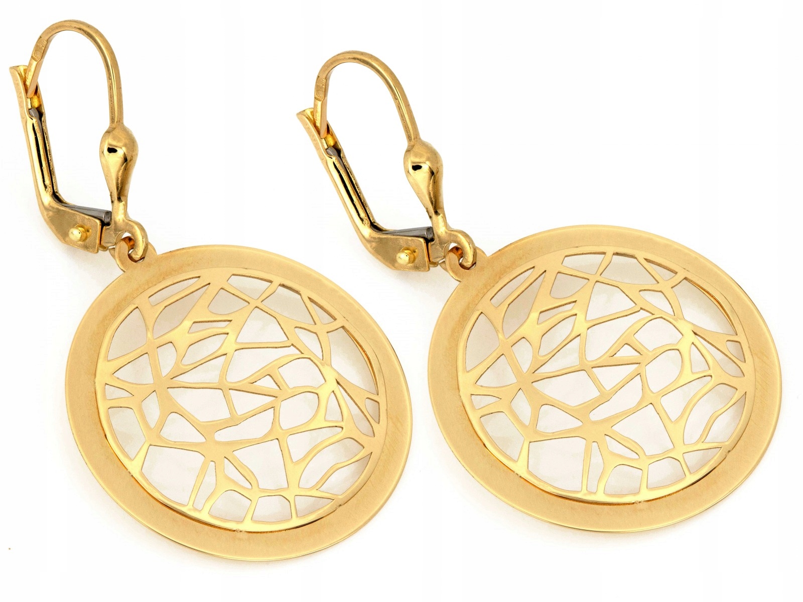 Náušnice zlaté ažurové závěsné 585 14k 2.55g 38mm x 22.4mm elegantní