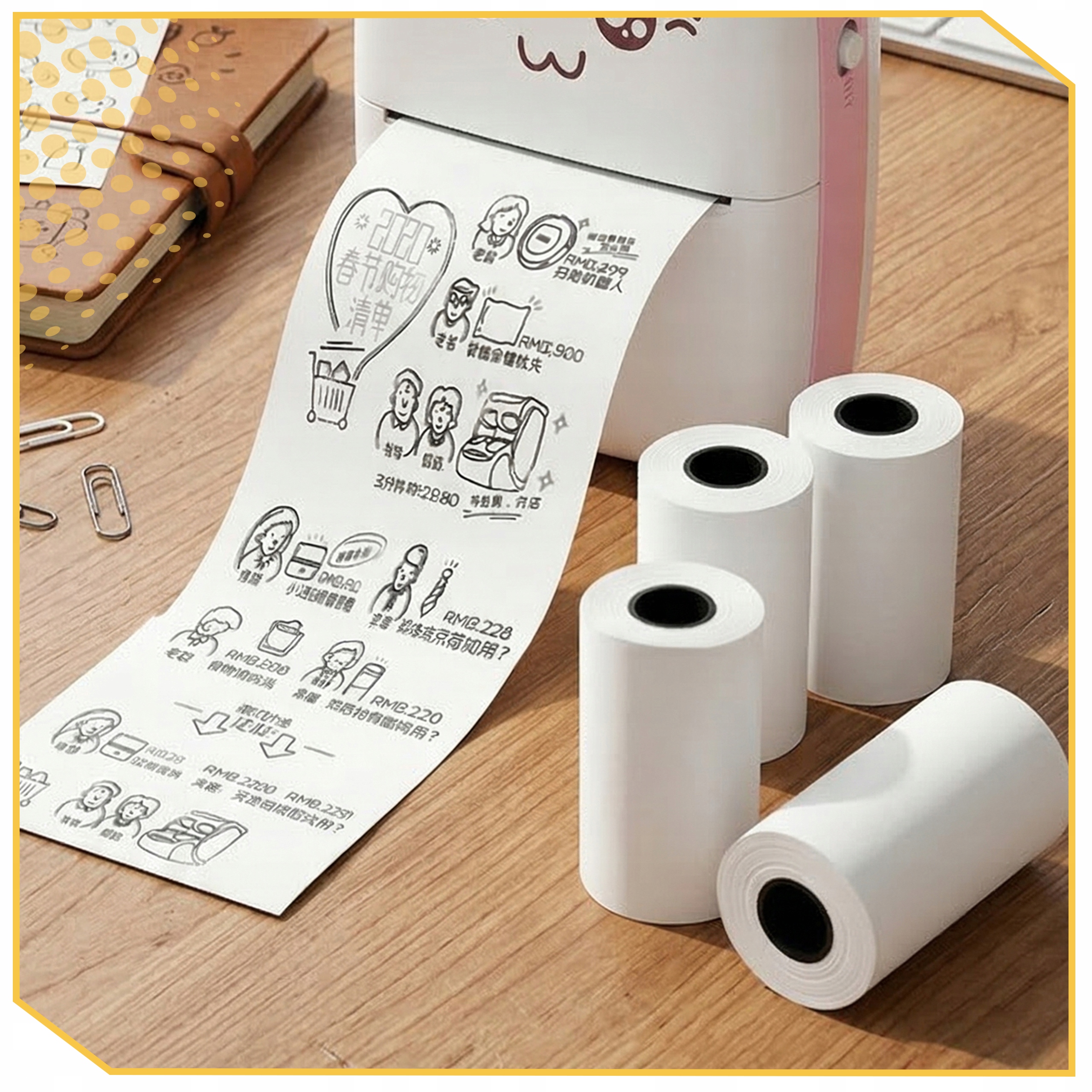 20SZT WKŁAD ROLKI PAPIER TERMICZNY MINI DRUKARKI TERMICZNEJ DRUKUŚ ZESTAW Model PAPIER-DRUK-20-PRO