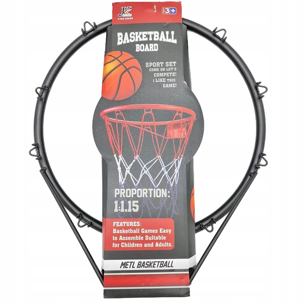 Obręcz do koszykówki kosza dla dzieci zestaw obręcz siatka piłka Kolor czerń