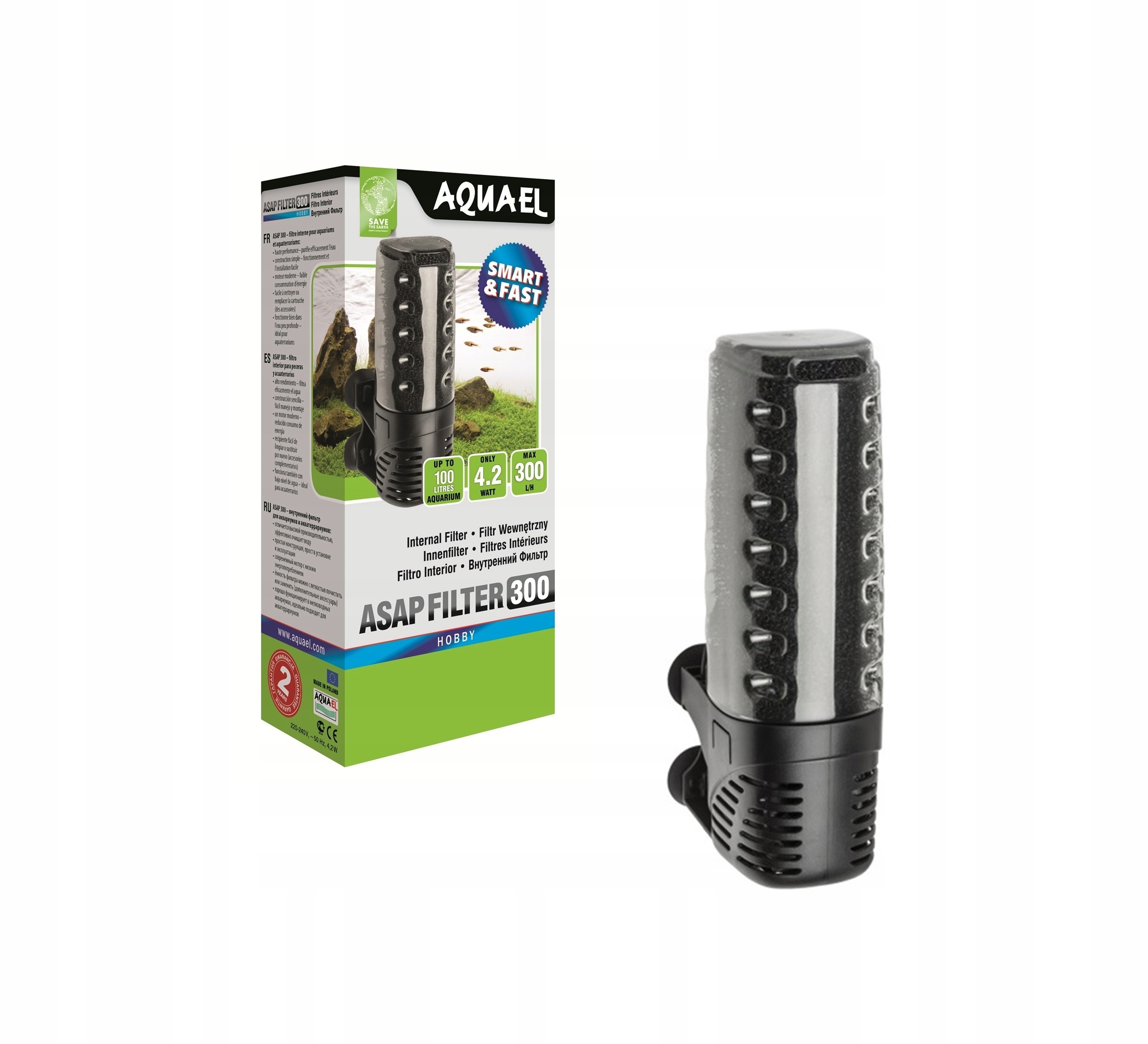 Levně Aquael vnitřní houbový filtr Asap 300 pro akvárium max 100 l