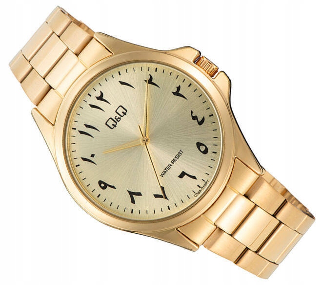 Ocelové Zlaté Čitelné Pánské Hodinky Qq C36A-018P Na Ocelovém Náramku