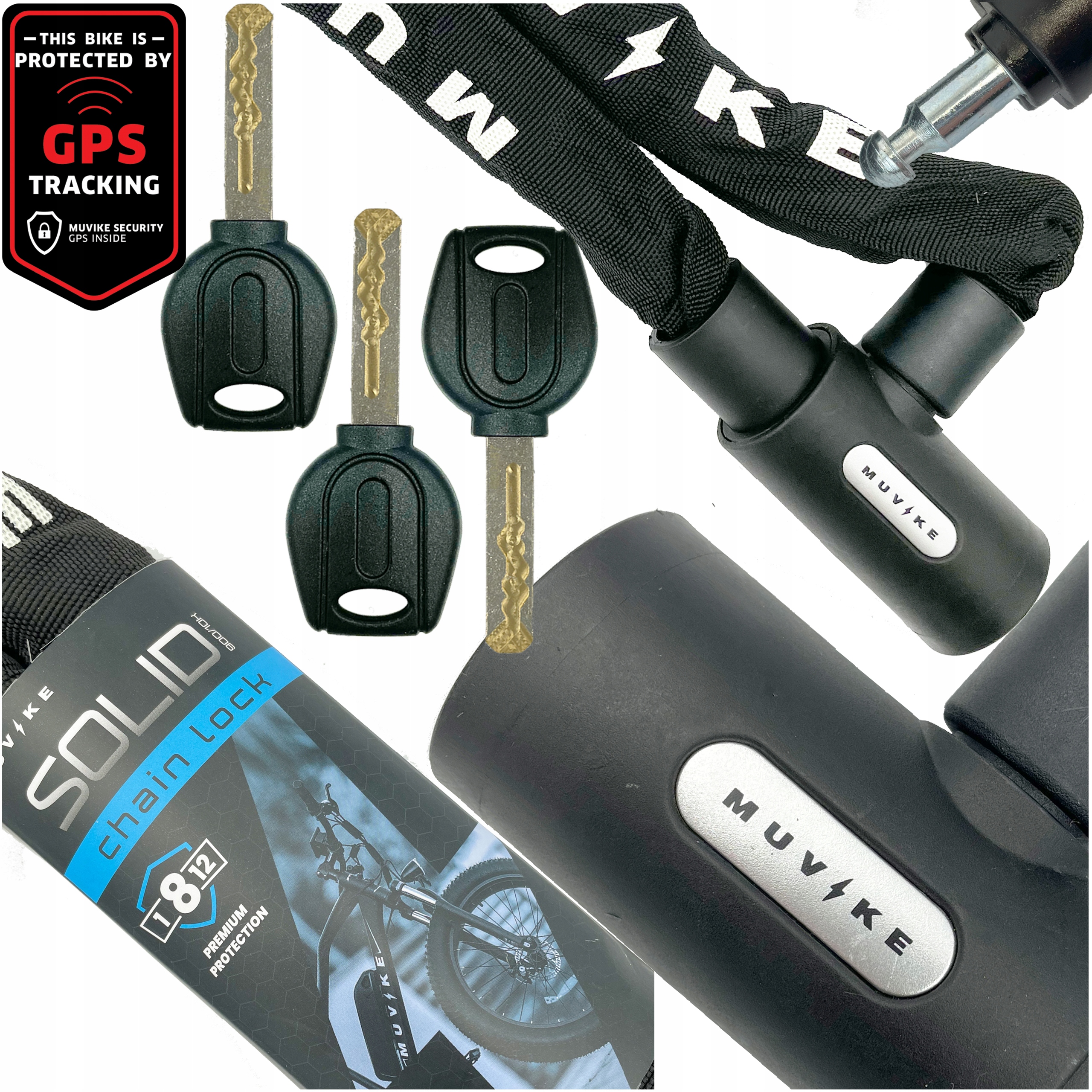 ZAPIĘCIE ROWEROWE ŁAŃCUCH ZAPIĘCIE DO ROWERU MUVIKE SOLID 900/10K 90cm 10mm