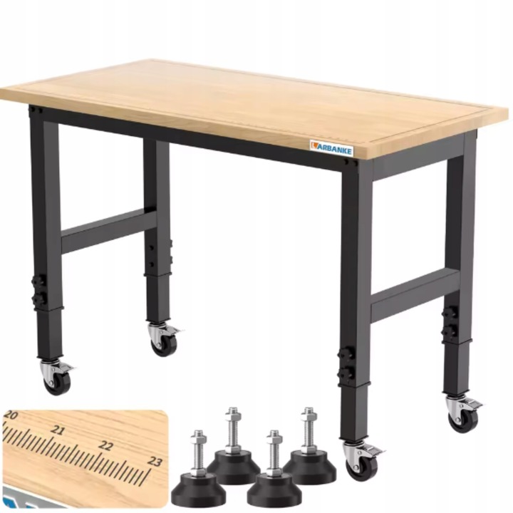 Pracovní stůl na kolečkách 55 x 120 cm, nastavitelný, pracovní, se zásuvkami