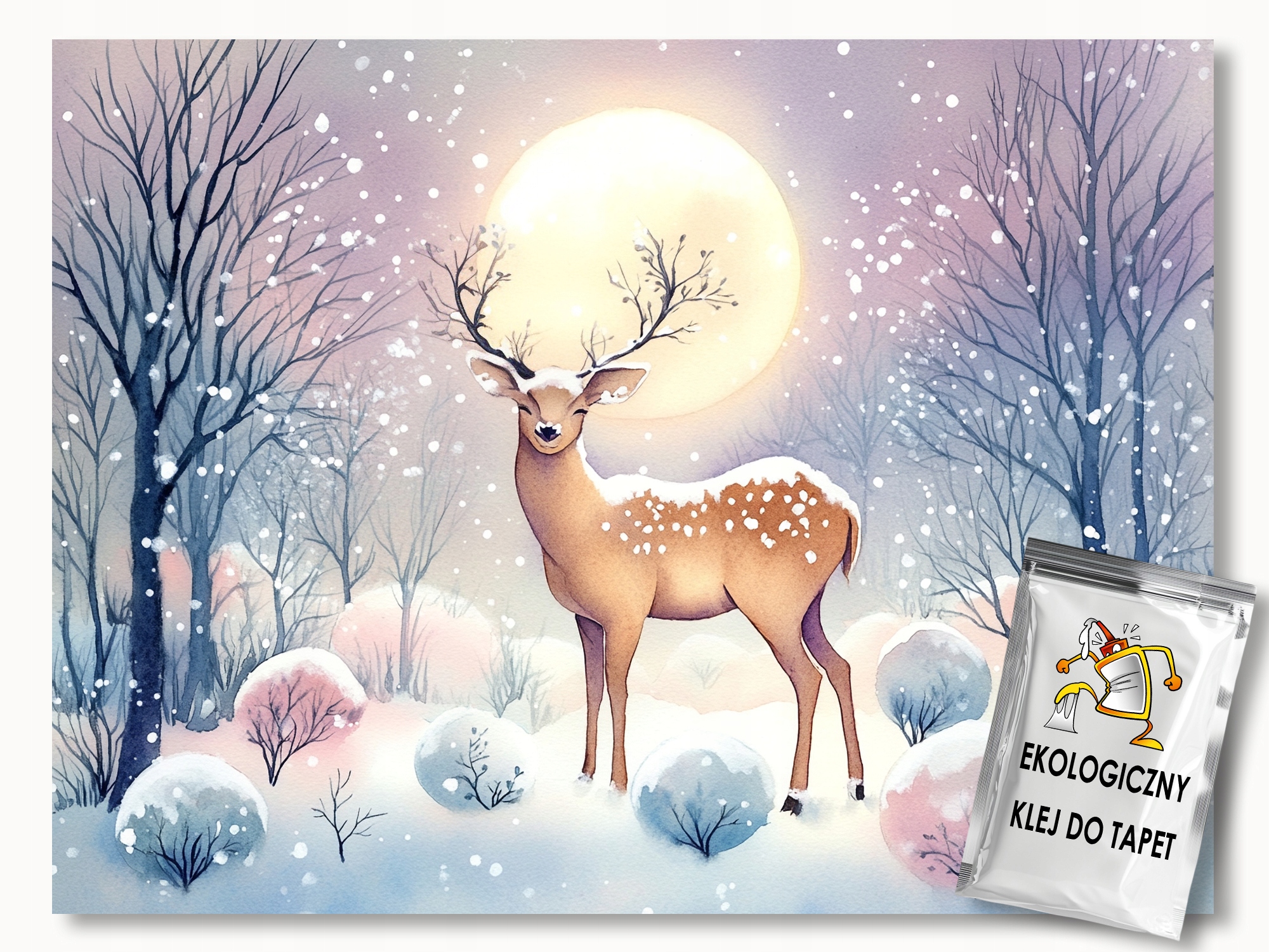 Fototapeta Flizelina Les Stromy Jelen Měsíc Zima Sníh 300x210 lepidlo