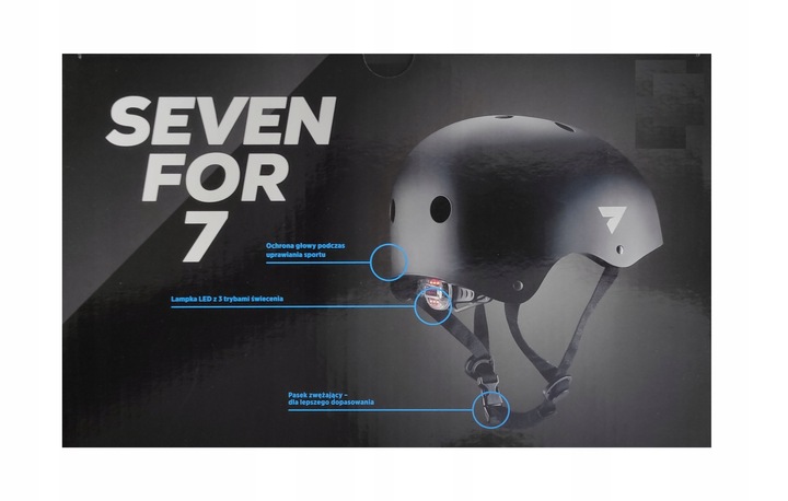 KASK OCHRONNY 3w1 L ROWEROWY NARTY LAMA LED MIEJSK Marka Seven for 7