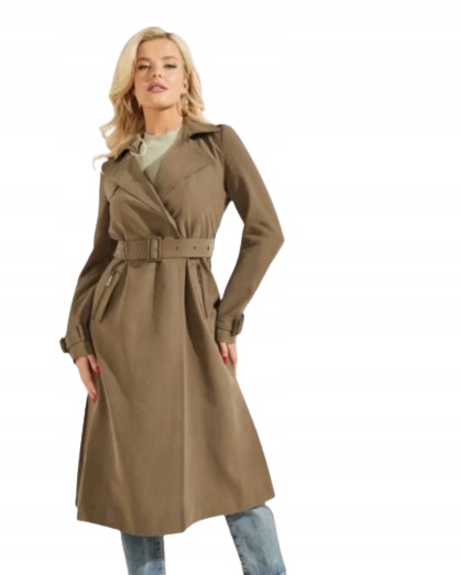 Guess Dámský Kabát Zelený Khaki Ke Kolenům M Gxd