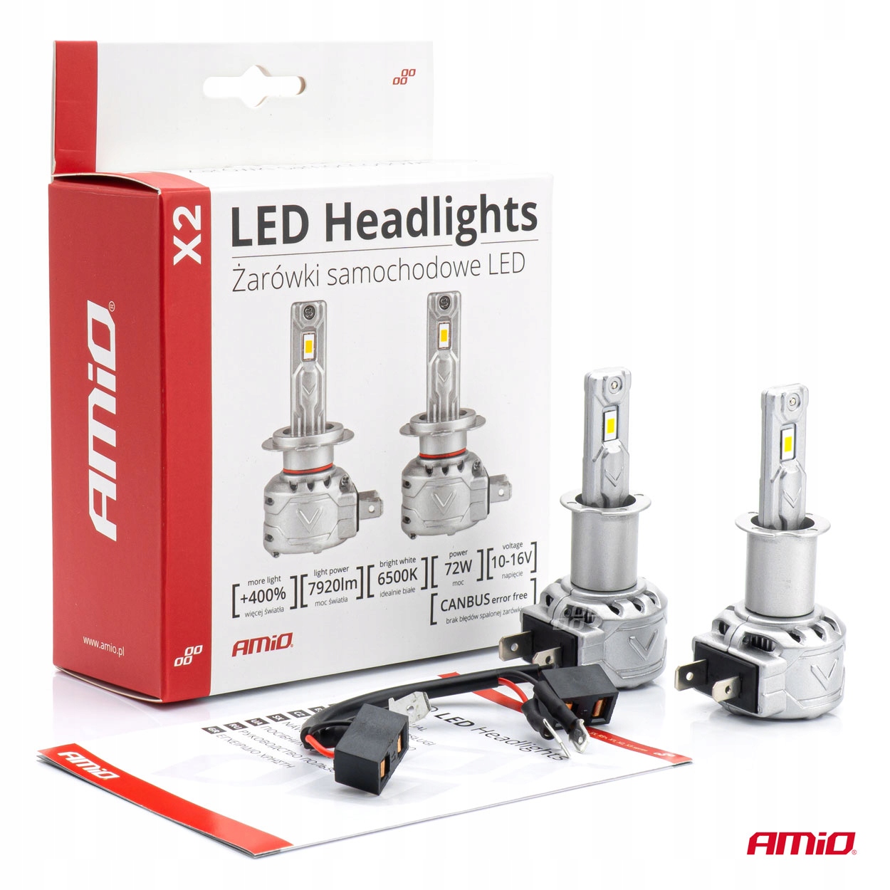 ŻARÓWKI SAMOCHODOWE LED SERIA X2 AMiO H3 CANBUS HQ Typ żarówki H3