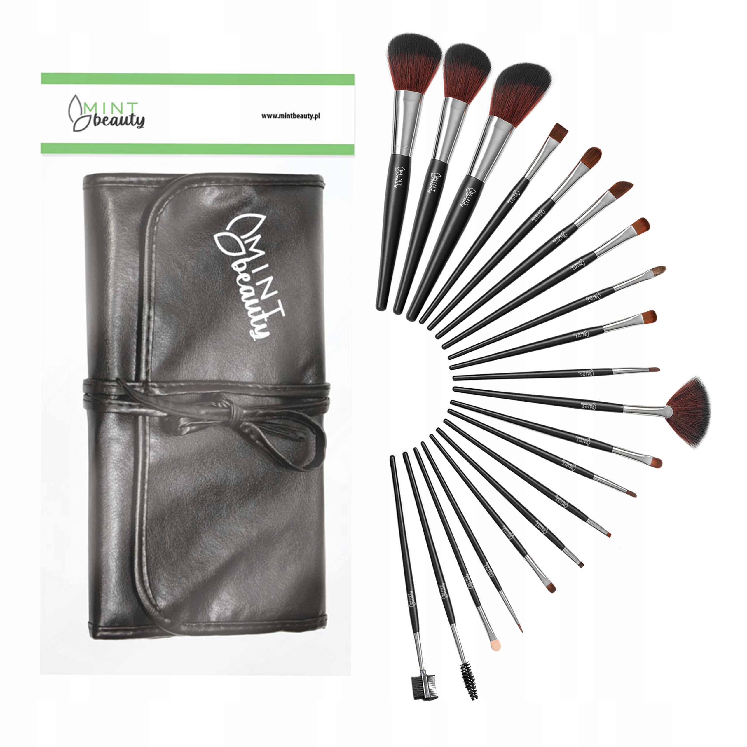 Kosmetické štětce Velká Sada pouzdro 20 ks kosmetické Professional černé