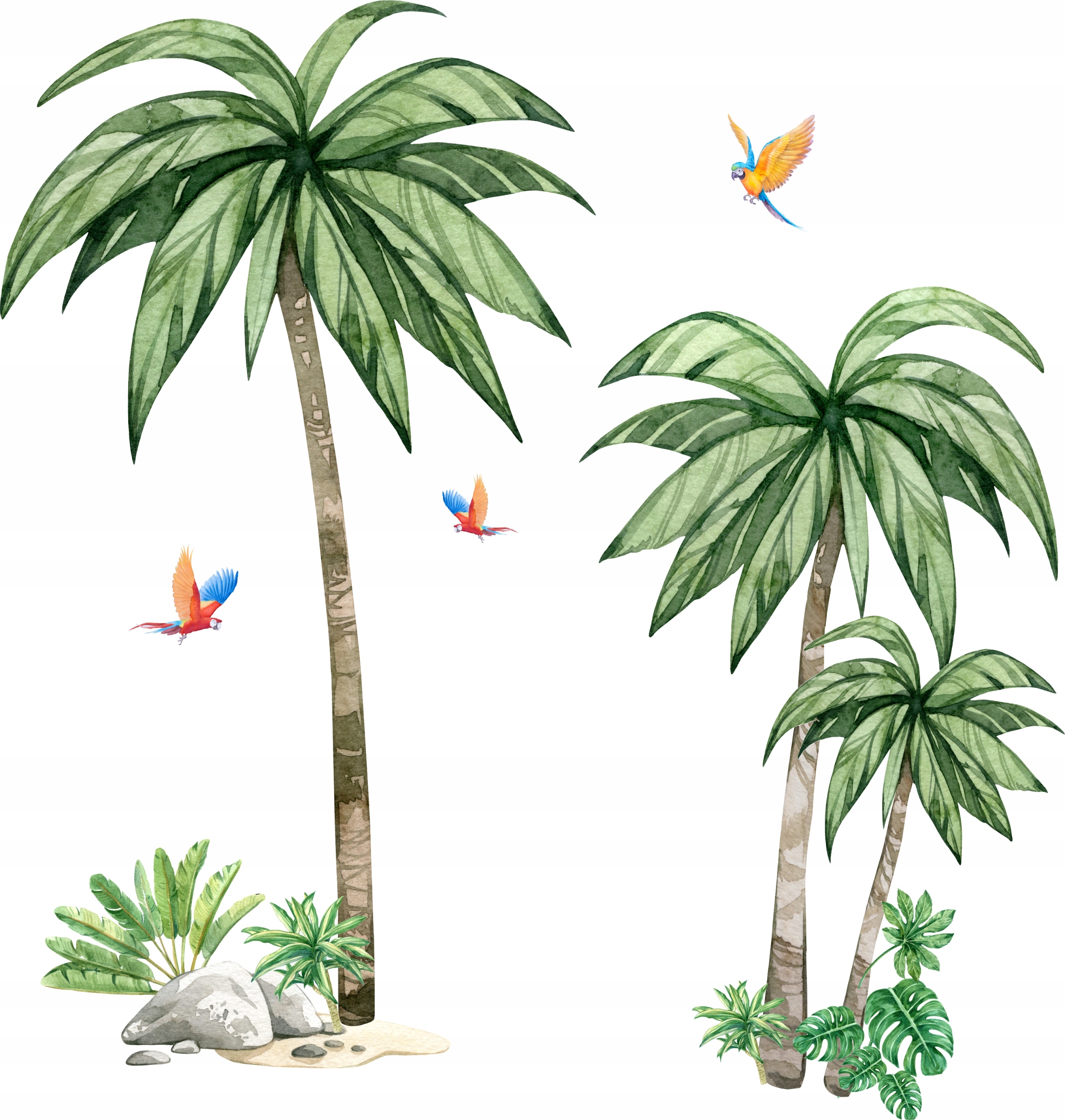 

Naklejki na ścianę dla dzieci Drzewa Palmy Ptaki