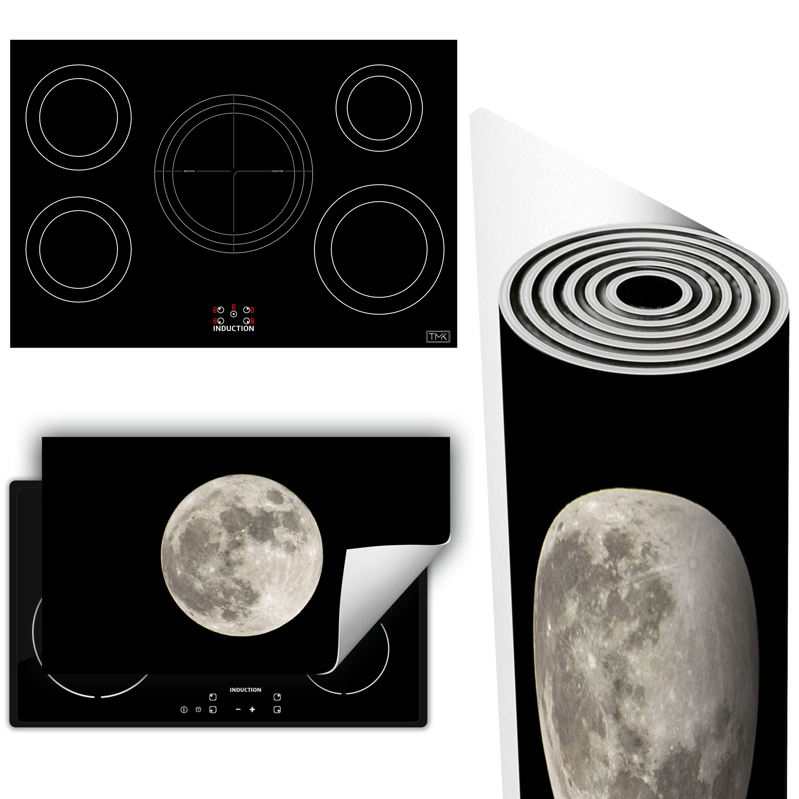 Vinylová Podložka Na Ochranu Kuchyňské Desky 90x52 černá měsíc