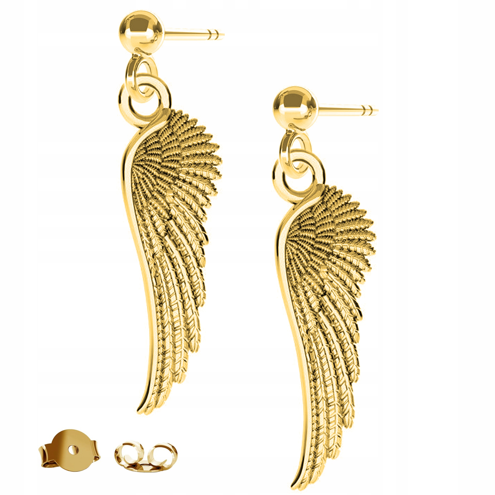 Náušnice zlaté visací křídla Anděl 925