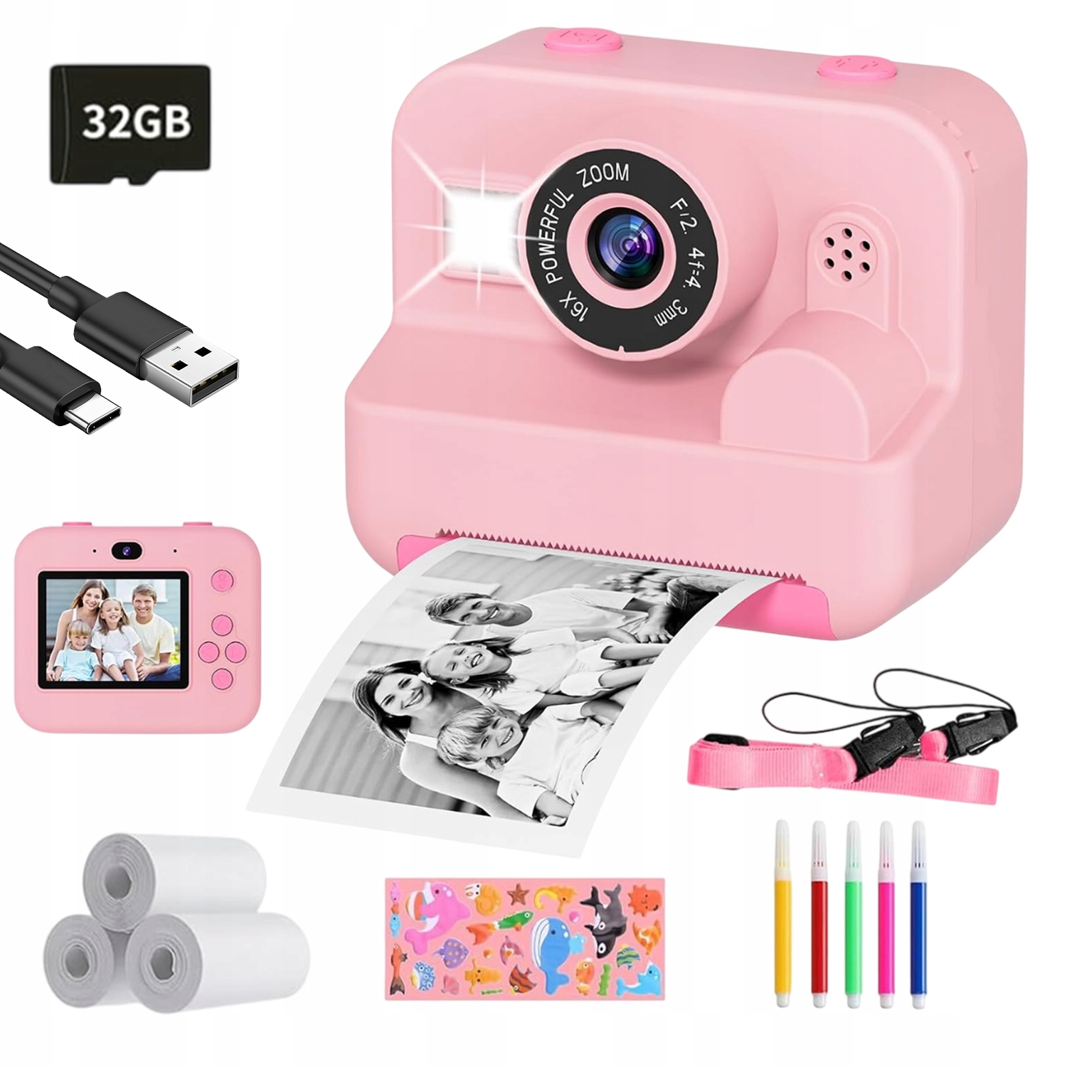 Okamžitá Kamera 1080P S 32 Gb Sd Kartou A Funkcí Selfie Pro Děti