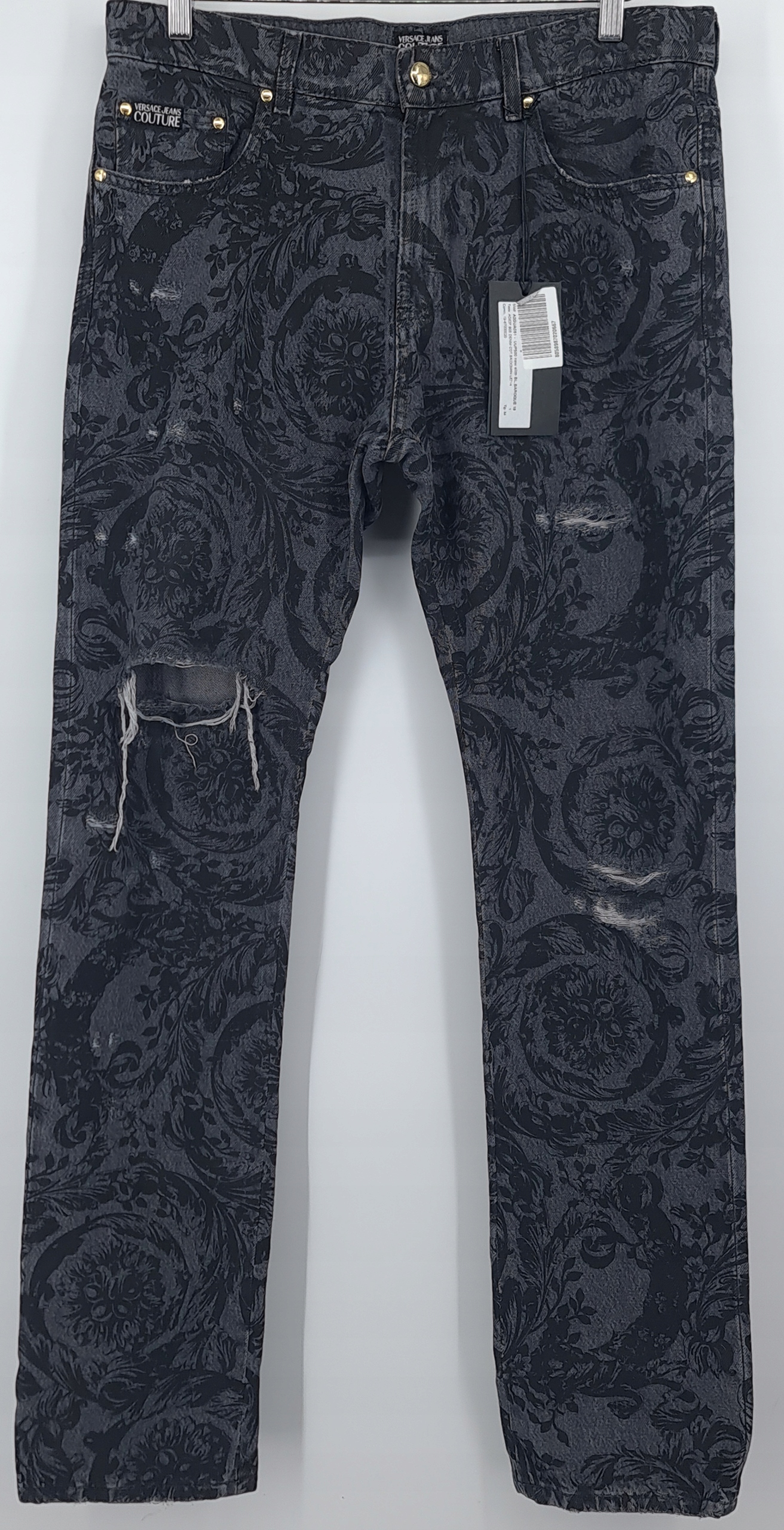 Džíny s logem a zúženými dírami se vzorem Versace Jeans Couture 42