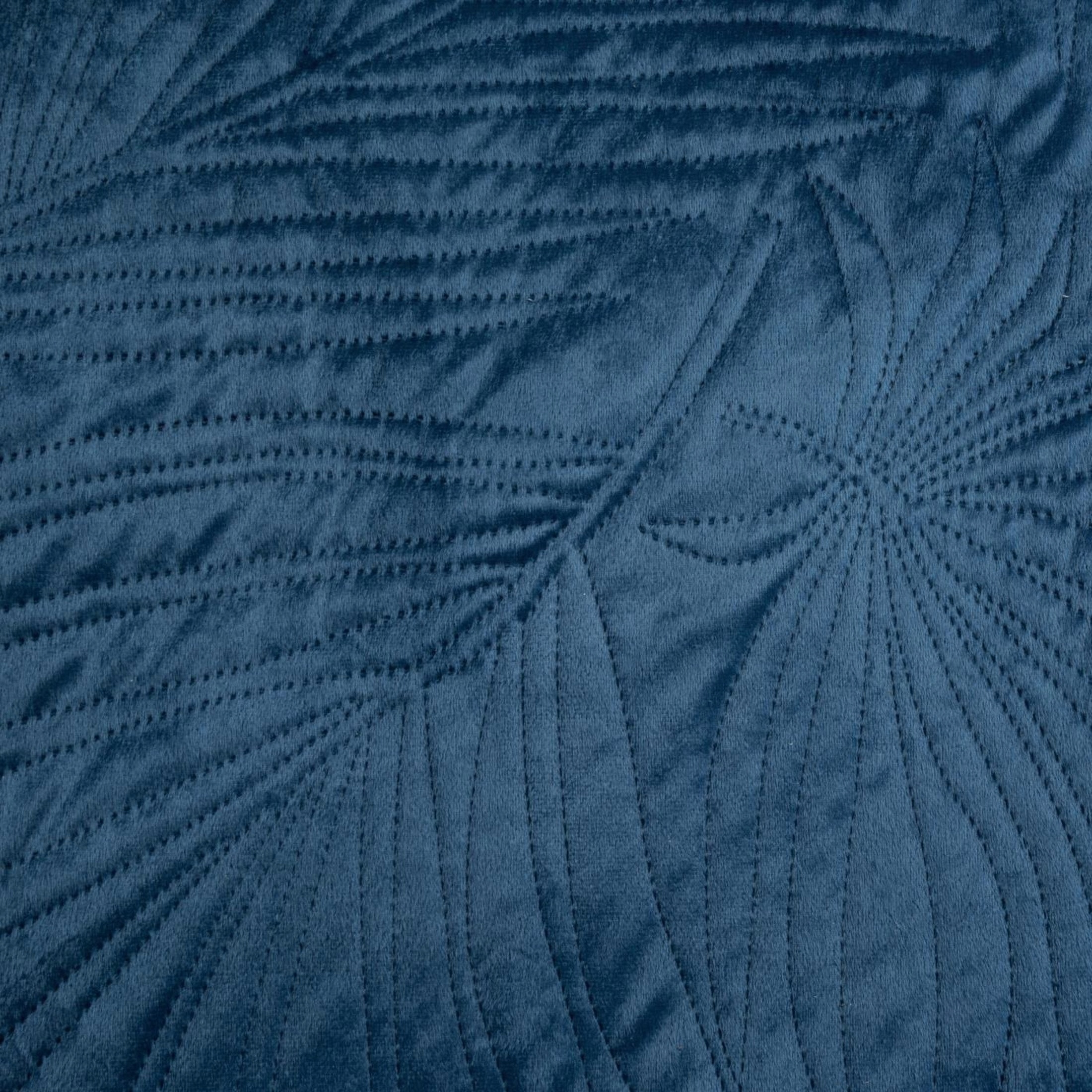 Přehoz na postel LUIZ/4 170x210 tmavě modrý s listy palmy glamour prošívaná