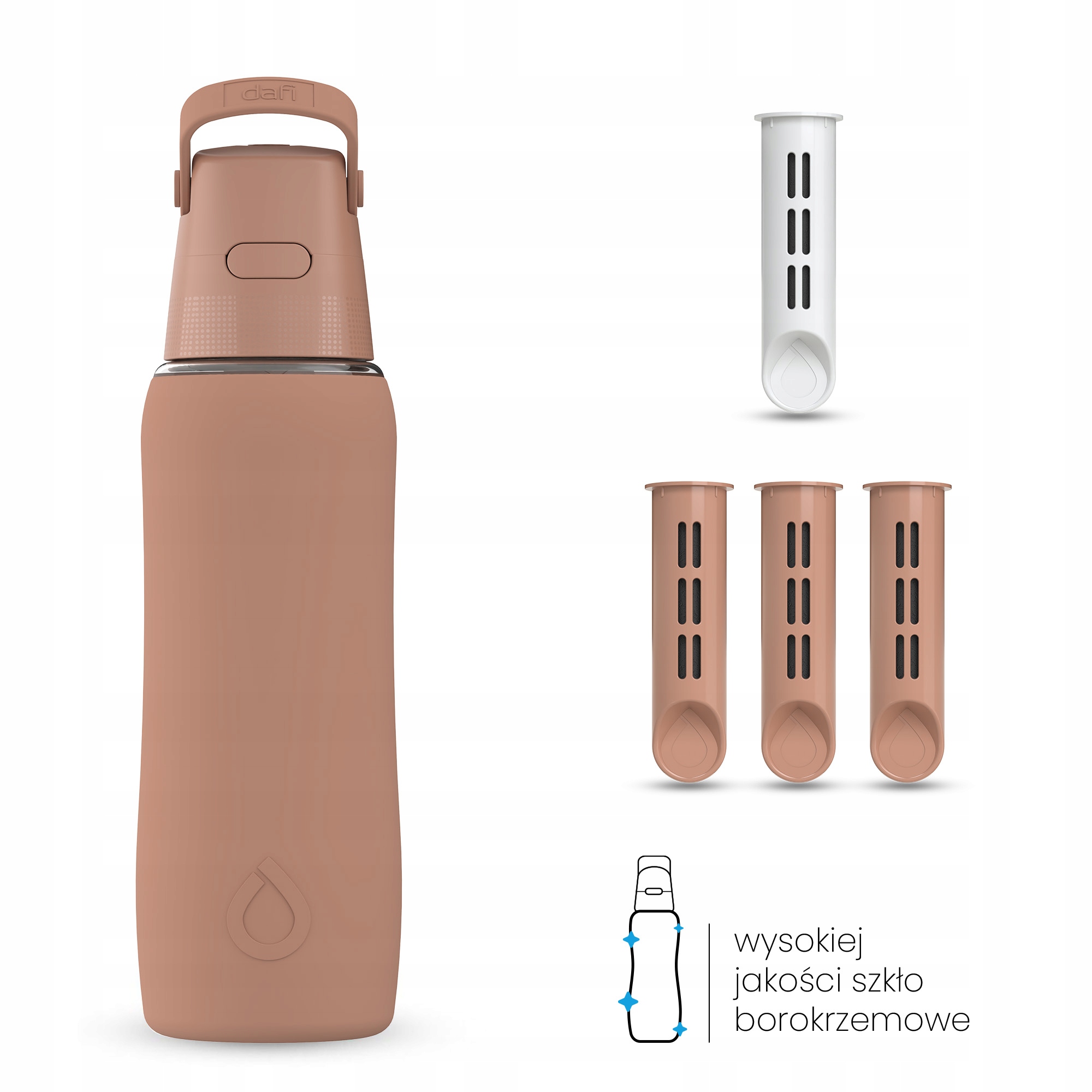 Skleněná Lahvička Dafi Glass SiliconeFit 0,6 Mocha Mousse 4x Filtr