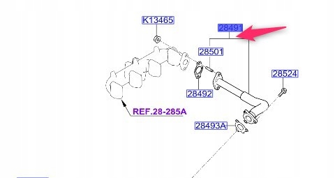 284894A470 - Кабель EGR Kia Sorento 2006