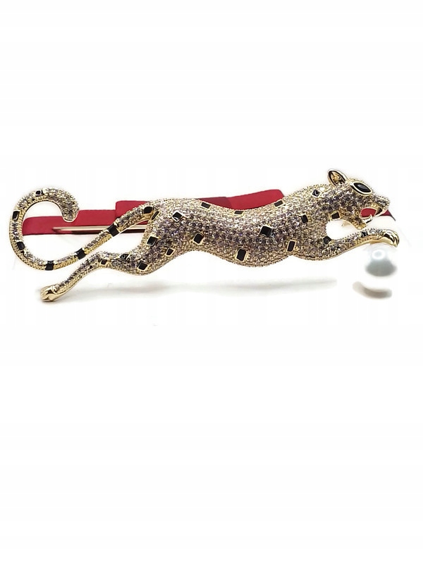 Luxusní Brož S Pantrem A Brož , 14K Zlato Dárek Krabička