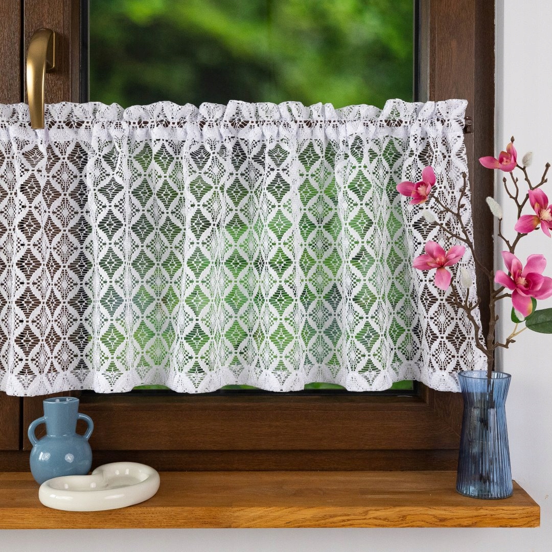 Vitrážová Záclona S Tunelem A Ozdobnou Krysou, Žakárová, 70 cm výška x 300 cm šířka