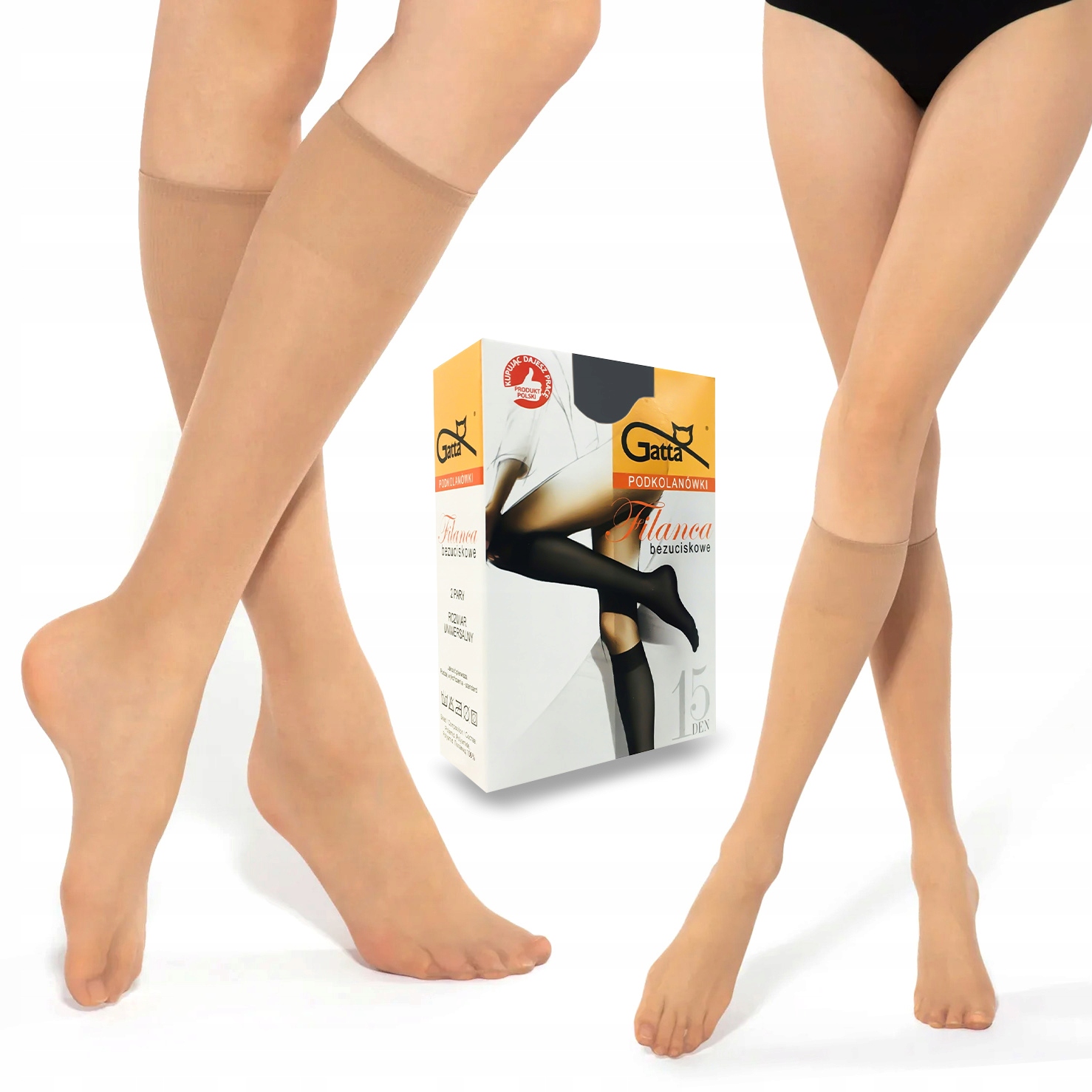 Podkolenky z mikrovlákna 15 Den Dlouhé Ponožky Dámské Gatta béžové